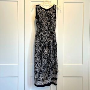 Talbots Petites silk Black and White Paisley midi dress
